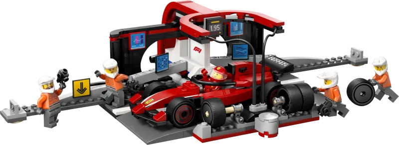 F1 Pit Stop & Pit Crew with Ferrari Car